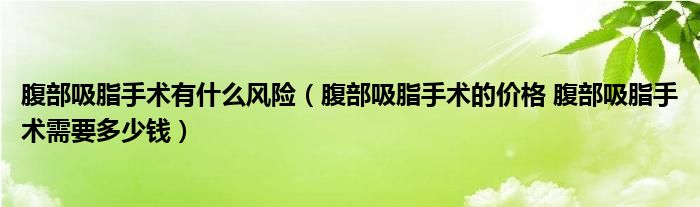 腹部吸脂手術(shù)有什么風(fēng)險(xiǎn)（腹部吸脂手術(shù)的價(jià)格 腹部吸脂手術(shù)需要多少錢(qián)）