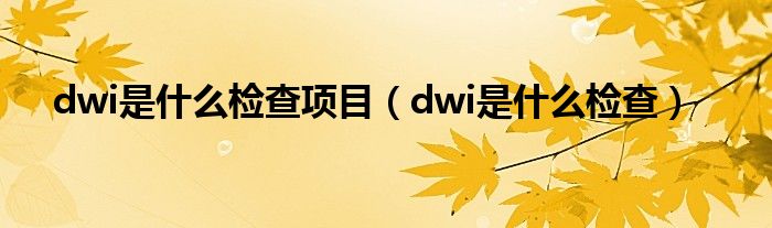 dwi是什么檢查項(xiàng)目（dwi是什么檢查）