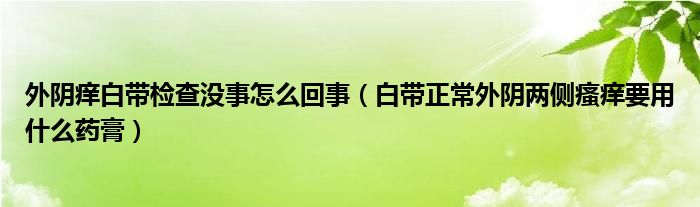 外陰癢白帶檢查沒事怎么回事（白帶正常外陰兩側瘙癢要用什么藥膏）