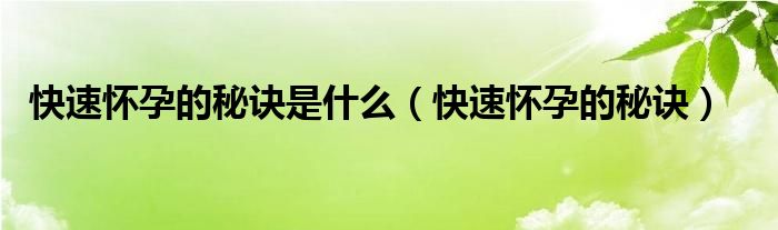 快速懷孕的秘訣是什么（快速懷孕的秘訣）