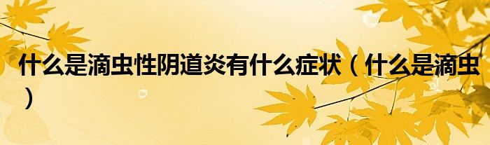 什么是滴蟲(chóng)性陰道炎有什么癥狀（什么是滴蟲(chóng)）