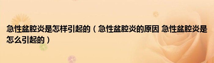 急性盆腔炎是怎樣引起的（急性盆腔炎的原因 急性盆腔炎是怎么引起的）