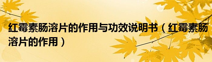 紅霉素腸溶片的作用與功效說(shuō)明書（紅霉素腸溶片的作用）