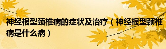 神經(jīng)根型頸椎病的癥狀及治療（神經(jīng)根型頸椎病是什么?。? /></span>
		<span id=