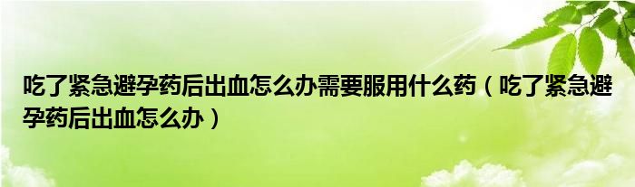 吃了緊急避孕藥后出血怎么辦需要服用什么藥（吃了緊急避孕藥后出血怎么辦）