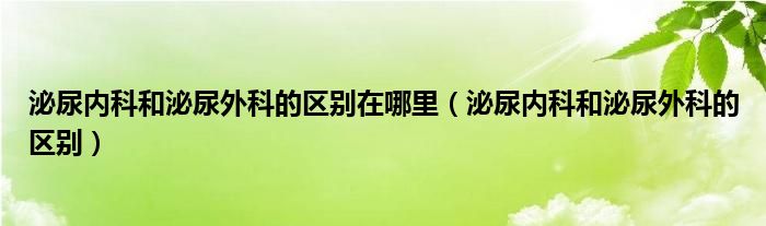 泌尿內(nèi)科和泌尿外科的區(qū)別在哪里（泌尿內(nèi)科和泌尿外科的區(qū)別）