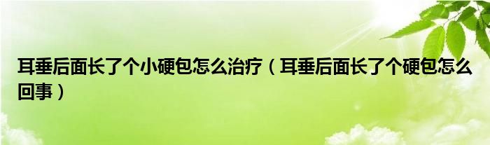 耳垂后面長了個小硬包怎么治療（耳垂后面長了個硬包怎么回事）