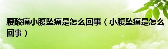 腰酸痛小腹墜痛是怎么回事（小腹墜痛是怎么回事）