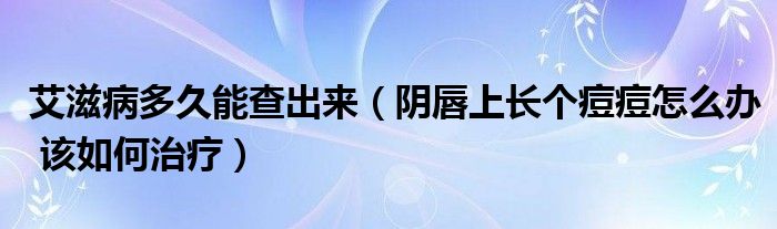 艾滋病多久能查出來（陰唇上長個(gè)痘痘怎么辦 該如何治療）