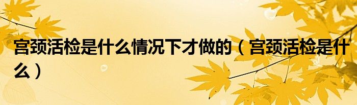 宮頸活檢是什么情況下才做的（宮頸活檢是什么）