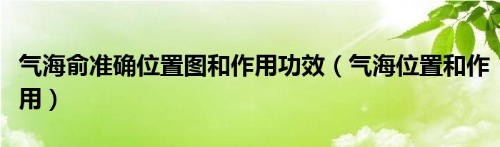 氣海俞準(zhǔn)確位置圖和作用功效（氣海位置和作用）