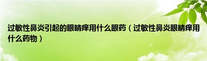 過敏性鼻炎引起的眼睛癢用什么眼藥（過敏性鼻炎眼睛癢用什么藥物）