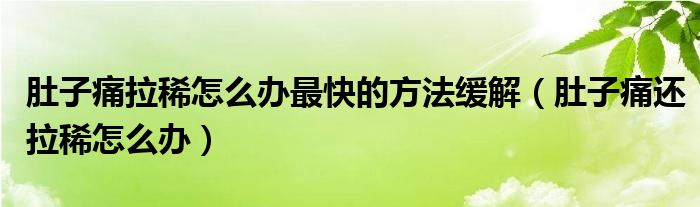 肚子痛拉稀怎么辦最快的方法緩解（肚子痛還拉稀怎么辦）