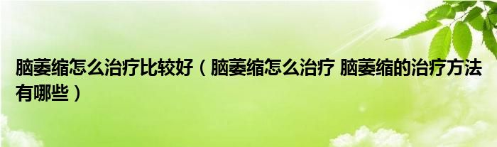 腦萎縮怎么治療比較好（腦萎縮怎么治療 腦萎縮的治療方法有哪些）