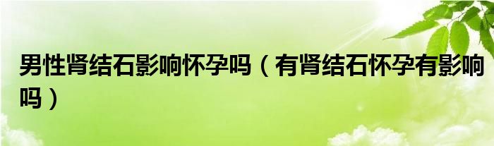 男性腎結石影響懷孕嗎（有腎結石懷孕有影響嗎）