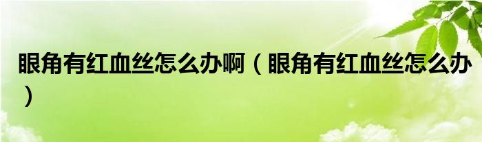 眼角有紅血絲怎么辦?。ㄑ劢怯屑t血絲怎么辦）