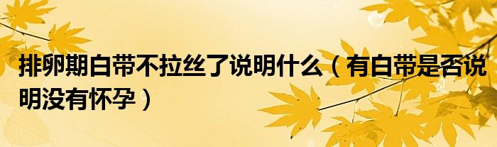 排卵期白帶不拉絲了說明什么（有白帶是否說明沒有懷孕）