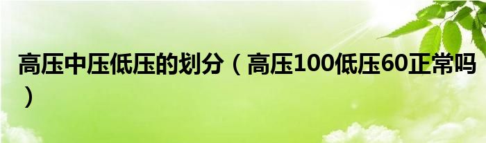 高壓中壓低壓的劃分（高壓100低壓60正常嗎）