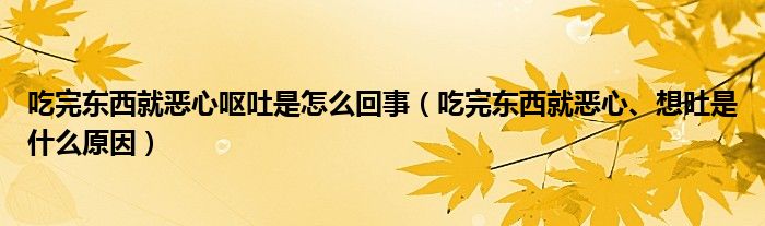 吃完東西就惡心嘔吐是怎么回事（吃完東西就惡心、想吐是什么原因）