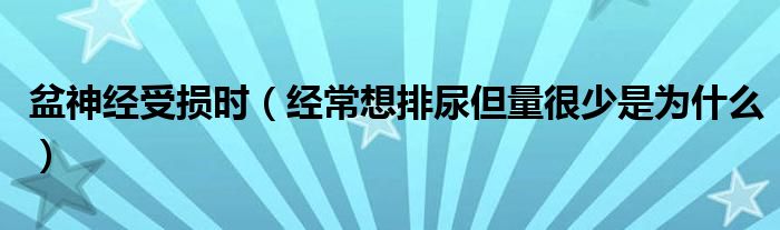 盆神經(jīng)受損時（經(jīng)常想排尿但量很少是為什么）