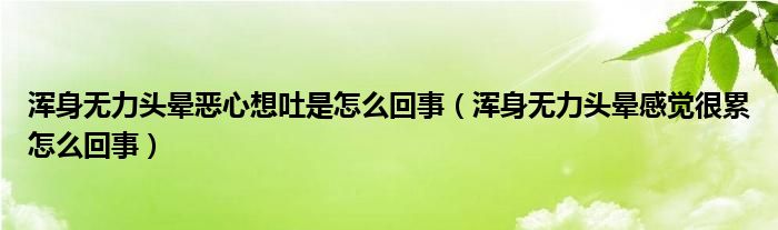 渾身無力頭暈惡心想吐是怎么回事（渾身無力頭暈感覺很累怎么回事）