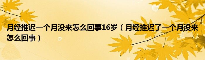 月經(jīng)推遲一個(gè)月沒來怎么回事16歲（月經(jīng)推遲了一個(gè)月沒來怎么回事）