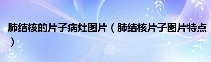 肺結核的片子病灶圖片（肺結核片子圖片特點）