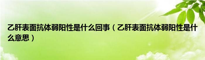 乙肝表面抗體弱陽性是什么回事（乙肝表面抗體弱陽性是什么意思）