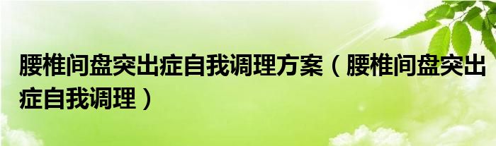 腰椎間盤突出癥自我調理方案（腰椎間盤突出癥自我調理）