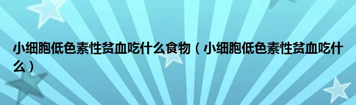 小細胞低色素性貧血吃什么食物（小細胞低色素性貧血吃什么）