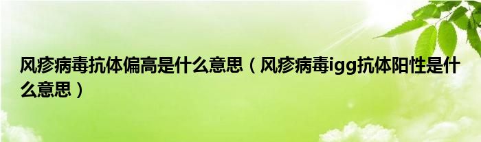 風疹病毒抗體偏高是什么意思（風疹病毒igg抗體陽性是什么意思）