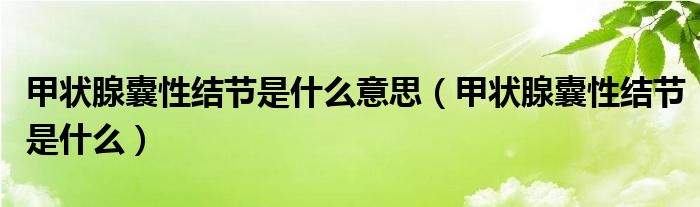 甲狀腺囊性結節(jié)是什么意思（甲狀腺囊性結節(jié)是什么）