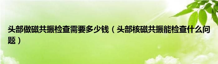 頭部做磁共振檢查需要多少錢（頭部核磁共振能檢查什么問題）