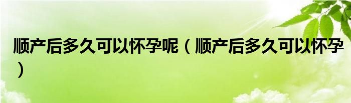 順產后多久可以懷孕呢（順產后多久可以懷孕）