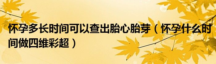 懷孕多長時(shí)間可以查出胎心胎芽（懷孕什么時(shí)間做四維彩超）