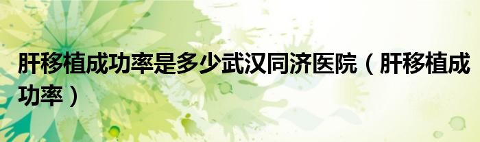 肝移植成功率是多少武漢同濟(jì)醫(yī)院（肝移植成功率）