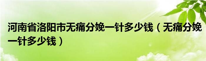 河南省洛陽(yáng)市無痛分娩一針多少錢（無痛分娩一針多少錢）