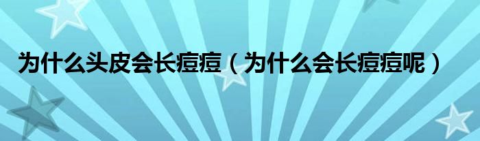 為什么頭皮會長痘痘（為什么會長痘痘呢）