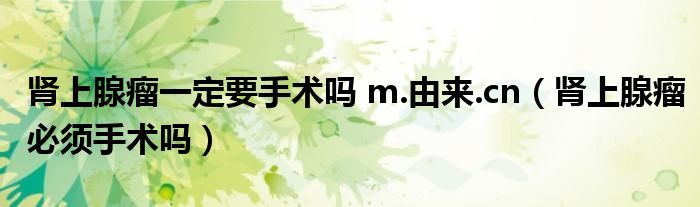 腎上腺瘤一定要手術嗎 m.由來.cn（腎上腺瘤必須手術嗎）