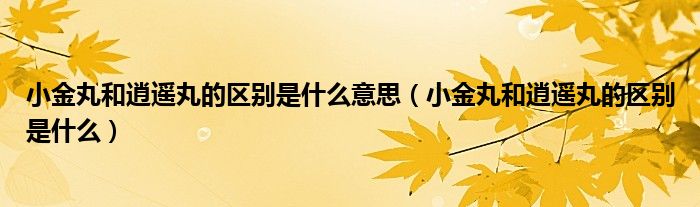 小金丸和逍遙丸的區(qū)別是什么意思（小金丸和逍遙丸的區(qū)別是什么）