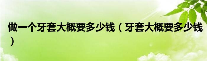 做一個(gè)牙套大概要多少錢(qián)（牙套大概要多少錢(qián)）