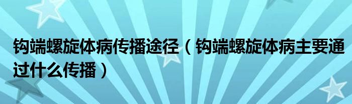 鉤端螺旋體病傳播途徑（鉤端螺旋體病主要通過什么傳播）