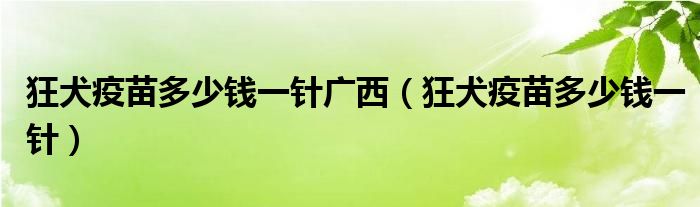 狂犬疫苗多少錢一針廣西（狂犬疫苗多少錢一針）