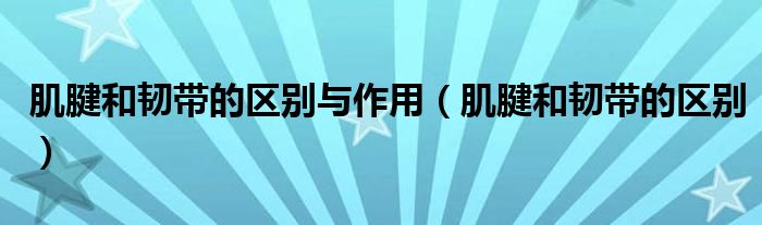 肌腱和韌帶的區(qū)別與作用（肌腱和韌帶的區(qū)別）