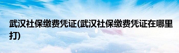 武漢社保繳費(fèi)憑證(武漢社保繳費(fèi)憑證在哪里打)