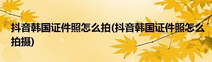 抖音韓國(guó)證件照怎么拍(抖音韓國(guó)證件照怎么拍攝)