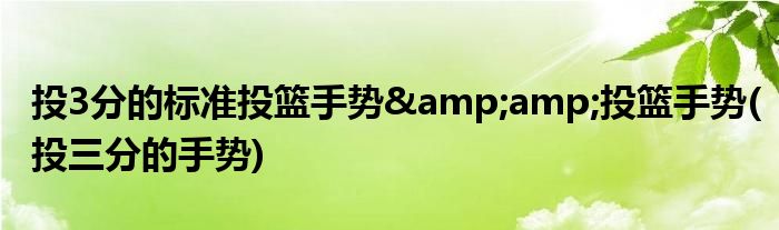 投3分的標(biāo)準(zhǔn)投籃手勢&amp;投籃手勢(投三分的手勢)