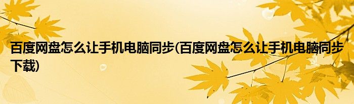 百度網(wǎng)盤怎么讓手機電腦同步(百度網(wǎng)盤怎么讓手機電腦同步下載)