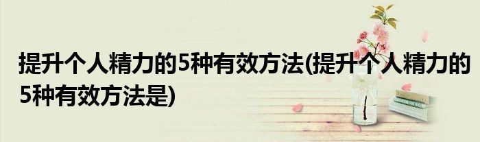 提升個人精力的5種有效方法(提升個人精力的5種有效方法是)