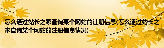 怎么通過(guò)站長(zhǎng)之家查詢某個(gè)網(wǎng)站的注冊(cè)信息(怎么通過(guò)站長(zhǎng)之家查詢某個(gè)網(wǎng)站的注冊(cè)信息情況)